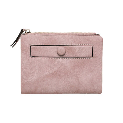 

Women Faux Leather Short Wallet Solid Color Card Cash Holder Bifold Coin Purse