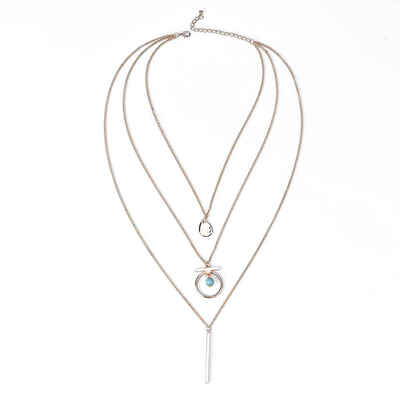 

Multi-Layer Bar Pendants Necklace Y Curve Bar Alloy Choker Sequin Thin Extended Chain for Women