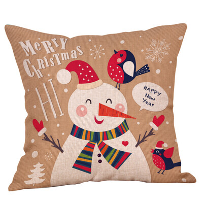 

Tailored Cotton Linen Christmas Snowman Tree Zipper Closure Pillow Case Throw Cushion