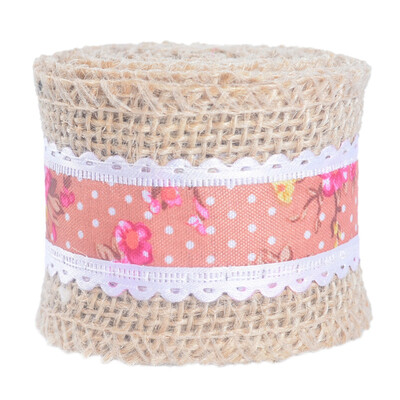 

Diy Vintage lace Printed Burlap Ribbon Roll Lace Decorative Hemp Rope Christmas Wedding Craft Lace Ribbon