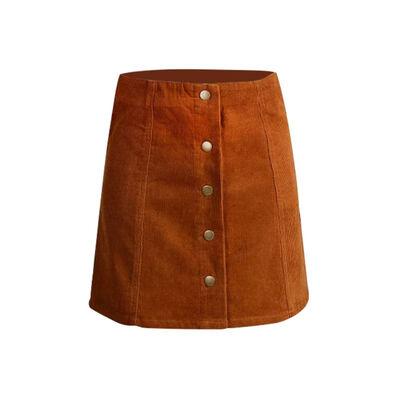 

Women Bottoms Skirts skater saia etek faldas Jupe Gonna Petite Vintage Corduroy Button Front A-Line Skirt