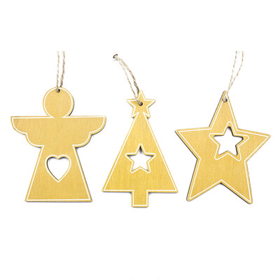 

3Pcs Wooden Christmas Tree Hanging Small Pendant Christmas Wood Chip Xmas Tree Decor Ornaments
