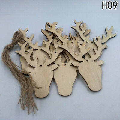 

Creative New Fashion 10Pcs Merry Christmas Home Decor Wood Chip Tree Ornaments Xmas Hanging Pendant Party Decoration Gifts