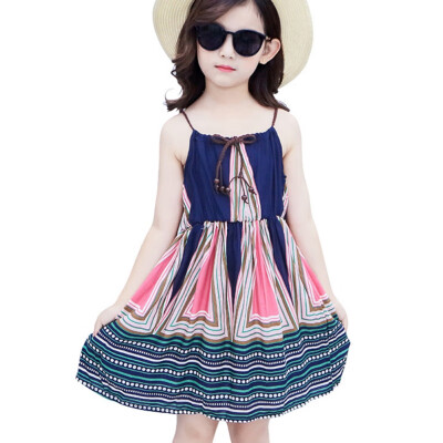 

Summer 5-9Y Children Girls Cotton Sleeveless Dress Casual Fashion Floral Printing Sling Comfortable 4 Kinds Princess Dress