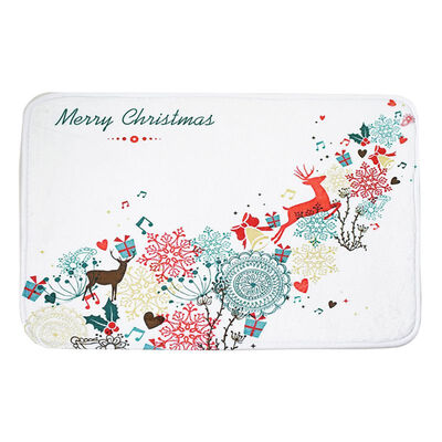 

Soft Fabric Christmas Carpet Non-Slip Mat New Year Christmas Festival Door Floor Mat PVC Material Decor