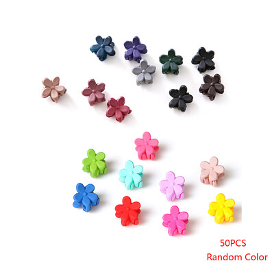 

50 Pcs Baby Kids Colorful Mini Retro Flower Shape Hair Clamps Claws Clips Hairpin Grips Hair Accessories