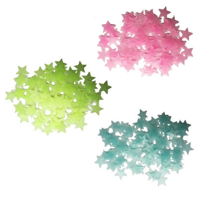 

3D Stars Plastic Wall Sticker Glow In Dark Luminous Fluorescent Home Decor Decal Wallpaper Decorative Special Festivel 100pcs