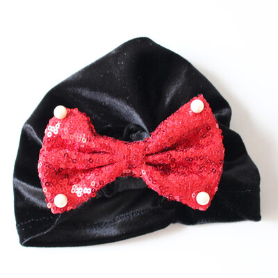 

Infant Toddler Solid Cap Pearl Edge Bow-Knot Hat For Kids Girls Newborn Hat
