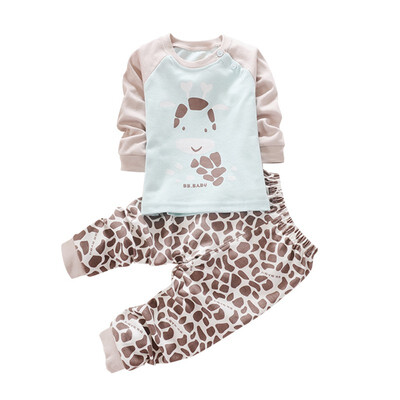 

2 PCS Set Kids Boys Girls Outfit Cotton T-shirt Tops Tracksuit Pants Children Clothes