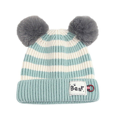 

2pcs Infant Baby Winter Striped Hat Scarf Set For Baby Girls Boys Children Hat Collar Suit Knit Hat Baby Warm Hat Scarf Set