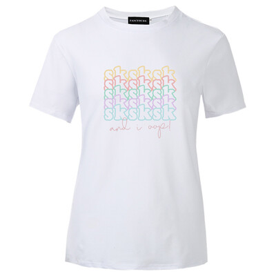 

Letter Printed T-Shirt Casual Short Sleeve Round Neck Graphic