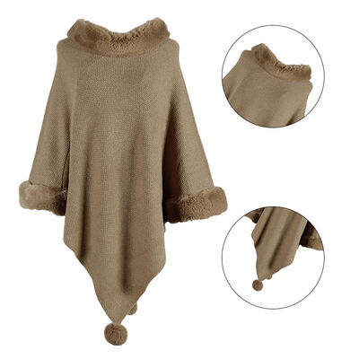 

Shawl Cloak Sweater Female Fur Collar Solid Color Hair Ball Sweater Princess Wind Simple Wild Autumn New Fashion Elegant