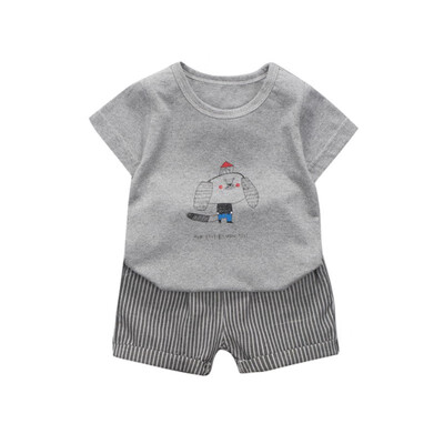

2PCSSET Baby Boy Girl Summer Cartoon Short Sleeve T-Shirts Casual Shorts Set Toddler Little Outfits Clothing