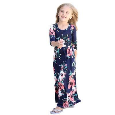 

Girls Dress Floral Printed Long Dress Autumn Maxi Dresses Kids Party Princess Dresses Long Sleeve O-Neck Kids Girls Clothing