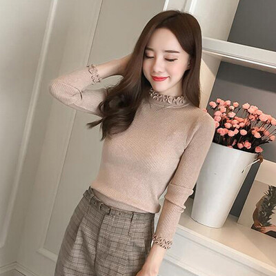 

Womens Slim Knitted Turtleneck Sweater Solid Color Long Sleeve Jumpers Sweaters