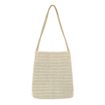 

Women Casual Solid Color Straw Bucket Handbag Shoulder Bag Beach Storage Pouch