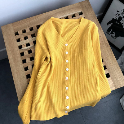 

2019 Women Cardigans Sweater Fashion V neck Solid Knitwear Single Breasted Casual Knitted Cardigan Outwear Women Winter Coat