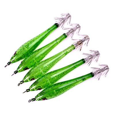 

5pcsset Fishing Bait Luminous Shrimp Squid Jigs Jigging Squid Trout Lure Squid Bait Artificial Wood Shrimp Hard Fishing Lure