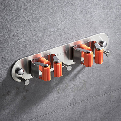 

Racks Stainless Steel Mop Holder Wall Mounted Hooks Brush Broom Hanger Clip