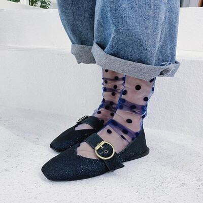 

Women Fashion Summer Polka Dot Fishnet Long Socks Lady Mesh Lace Short Socks