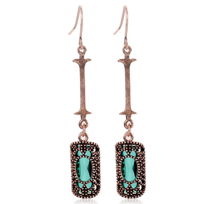 

Antique Gold Natural Gemstone Inlay Light Green Sapphire Hook Earrings Jewelry
