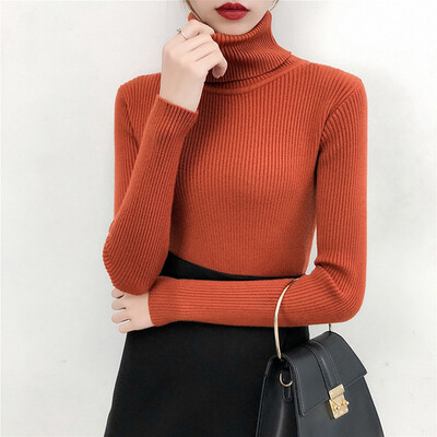 

Tailored Autumn Winter Sweater Women Long Sleeve Pullover Turtleneck knitting Basic Tops