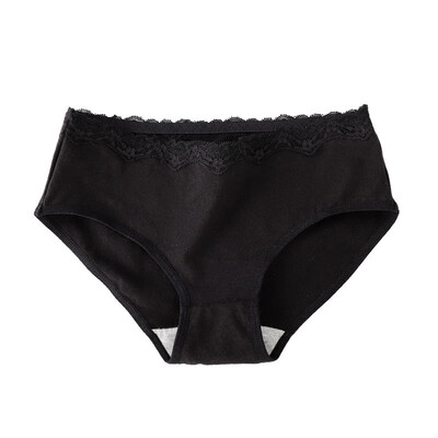

Simple Breathable Solid Color Lace Decoration Briefs Fashion Sexy Cotton Women Mid Waist Panties