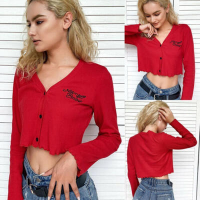 

Fashion Women Sexy Long Sleeve Shirt Casual Button Blouse Loose Tops T Shirt