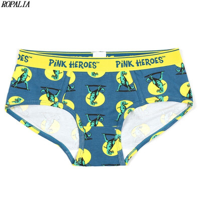 

Womens Cartoon Printed Low Waist Breathable Sexy Lace Trim Briefs Comfortable Cotton Panties