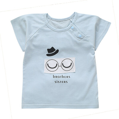 

Baby boy girl summer bamboo shirt fiber short-sleeved T-shirt new children printing patch T-shirt