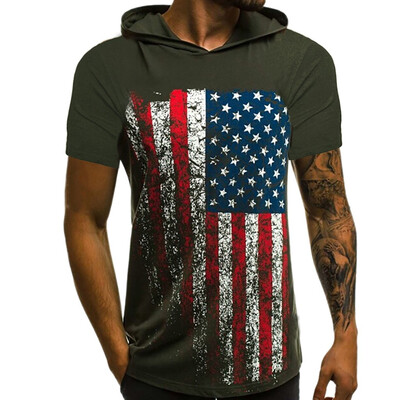 

Toponeto Men Hooded Printed Sports Shirts Pure Cotton Pure Large Open-Forked Male Blouse