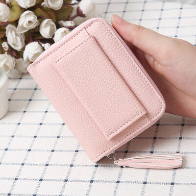 

Tailored Women s Fashion Trend Solid Color Long Fringed Leather Card Wallet
