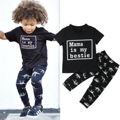 

UK Toddler Kids Baby Boy Summer Dinosaur Tops T-Shirt Pants 2PCS Outfits Clothes