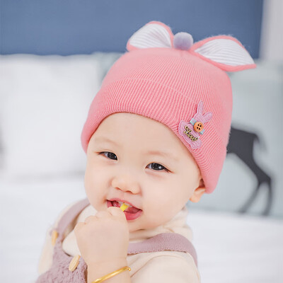 

Fallwinter 2019 mens&womens children knitted cotton pullover cap bow rabbit cartoon cute baby hat