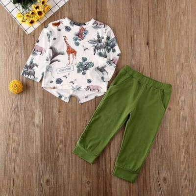 

US Cute Toddler Baby Girl Boy Kids Long-sleeved Top Trousers Winter Clothes 1-4Y