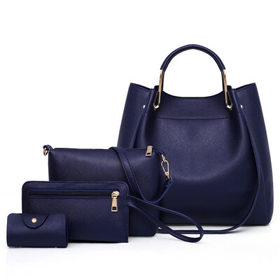 

Tailored Fashion Womens Trend Four-Piece Solid Color Leather Shoulder Bag Handbag