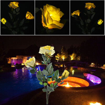 

Gobestart 3 Head YellowRose Flower Solar Light LED Decorative Outdoor Lawn Lamp