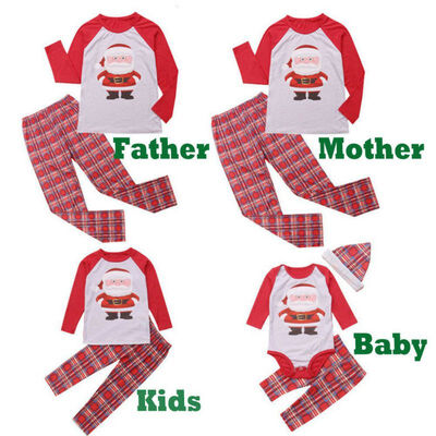 

Christmas Pajamas Family Sets Parent-child Cotton Soft Two-piece Hat Suit Printing Christmas Children Clothing