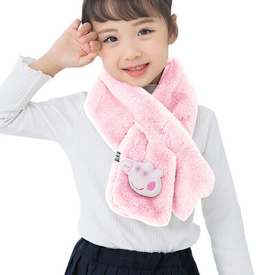 

Winter Cute Scarf Children Girls Plush Fur Scarf Cartoon Decor Collar Shawl Neck Warmer