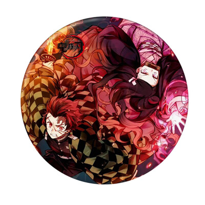 

Anime Demon Slayer Kimetsu No Yaiba Anime Cartoon Round Tinplate Badge Collectible Brooch Bag Accessory