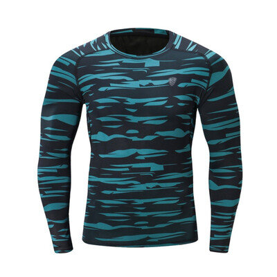 

2018 Camouflage Long Fitness Polyester Green Gray Quick-Drying Clothes Tight long Sleeve T-shirt