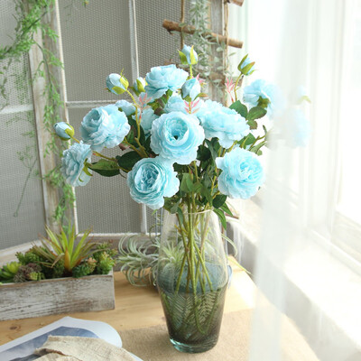

JPGIF Artificial Fake Western Rose Flower Peony Bridal Bouquet Wedding Home Decor BU