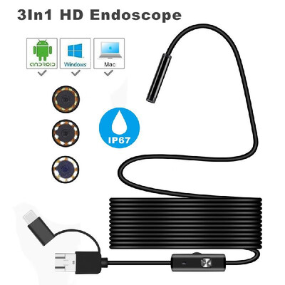 

Wireless 3 in 1 Waterproof USB Port 7mm Visual Lens Mini Camera Portable Inspection Cam