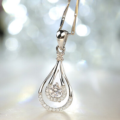 

New 925 Sterling Silver Crystal Water-Drop Necklace Pendant Best Gifts for Women Necessaries