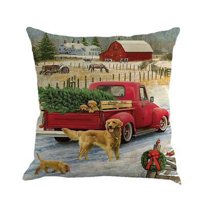 

Christmas Linen Waist Throw Pillow Case Printed Home Pillow Case Gifts Pillowcase Linen Cotton Cover