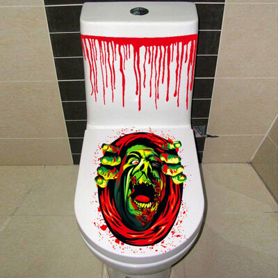 

Halloween Toilet Stickers Horror Toilet Wall Stickers Wallpaper Skeleton Stickers For Home Decoration Stickers