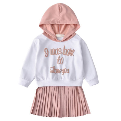 

NEW Autumn Children Casual Patchwork Dresses Baby Girls Letter Print Long Sleeve Hoodie Dress For Kids Toddler Clothes