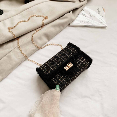 

Tailored Women 2019 New Fashion Wool Chain Messenger Bag Shoulder Small Square Bag