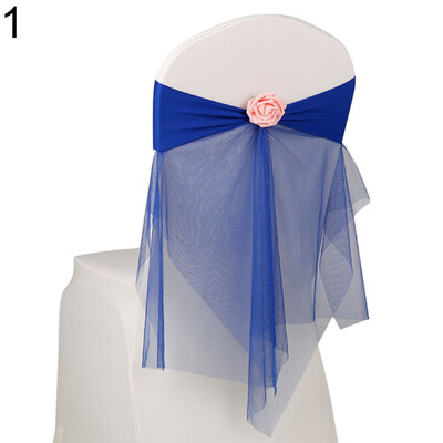 

1050Pcs Faux Rose Flower Organza Chair Sash for Wedding Events Party Decor