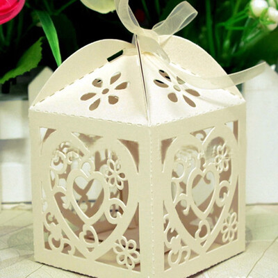 

10PcsSet Love Heart Party Wedding Hollow Candy Boxes